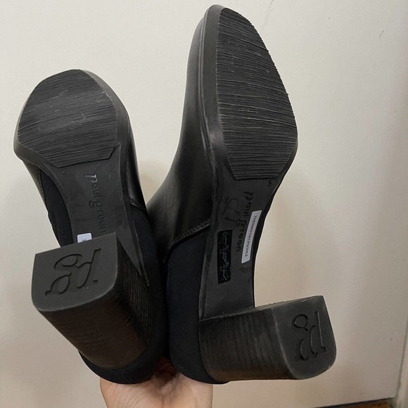 NEW! Paul Green knee high heeled black leather boots stretch back US 7.5- UK 5 - Picture 8 of 11